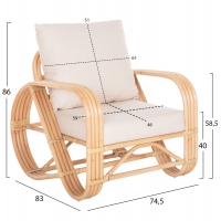 ΠΟΛΥΘΡΟΝΑ BARONESS HM9813 ΦΥΣΙΚΟ RATTAN ΚΑΙ ΛΕΥΚΑ ΜΑΞΙΛΑΡΙΑ 81x90x92Yεκ.