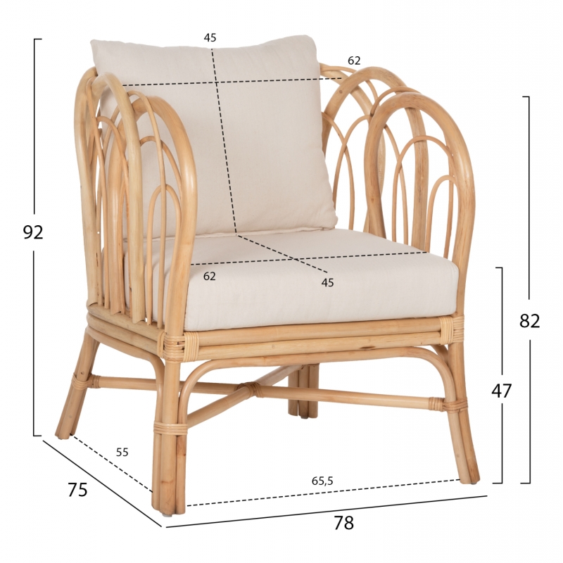 ΠΟΛΥΘΡΟΝΑ ESTOR HM9817 RATTAN ΣΕ ΦΥΣΙΚΟ-ΛΕΥΚΟ ΜΑΞΙΛΑΡΙ 78x75x92Υ εκ.