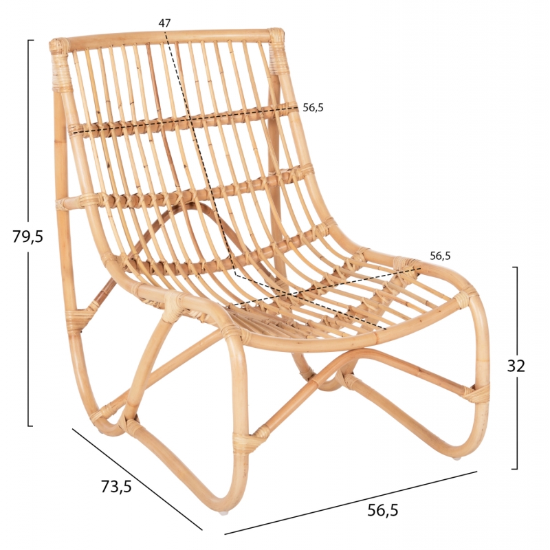 ΠΟΛΥΘΡΟΝΑ GRINN HM9815.01 ΡΑΒΔΟΙ RATTAN ΣΕ ΦΥΣΙΚΟ 56,5x73,5x79,5Υ εκ.