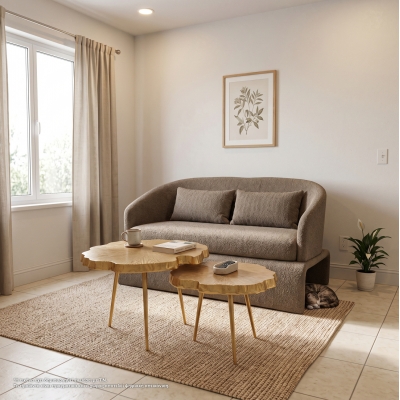 ΚΑΝΑΠΕΣ ΔΙΘΕΣΙΟΣ BEVY2 HM9678.03 ΜΠΕΖ ΜΠΟΥΚΛΕ ΥΦΑΣΜΑ-ΜΕΤΑΛΛΙΚΟΣ ΣΚΕΛΕΤΟΣ 128x72x74Υεκ.