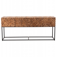 ΚΟΝΣΟΛΑ ΜΕ ΣΥΡΤΑΡΙΑ JORDI HM9801 ΞΥΛΟ TEAK ΦΥΣΙΚΟ-ΜΑΥΡΗ ΜΕΤΑΛΛΙΚΗ ΒΑΣΗ 180x43x79Υεκ.