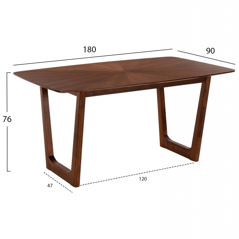 ΤΡΑΠΕΖΙ ΤΡΑΠΕΖΑΡΙΑΣ RINER ΟΡΘΟΓΩΝΙΟ HM9745 MDF ΜΕ ΚΑΠΛΑΜΑ ΚΑΡΥΔΙΑΣ 180x90x76εκ.