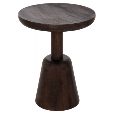 ΤΡΑΠΕΖΙ ΣΑΛΟΝΙΟΥ ΣΤΡΟΓΓΥΛΟ CRABB HM9701 ΜΑΣΙΦ MANGO ΣΚΟΥΡΟ ΚΑΦΕ Φ40x49,5Υεκ.