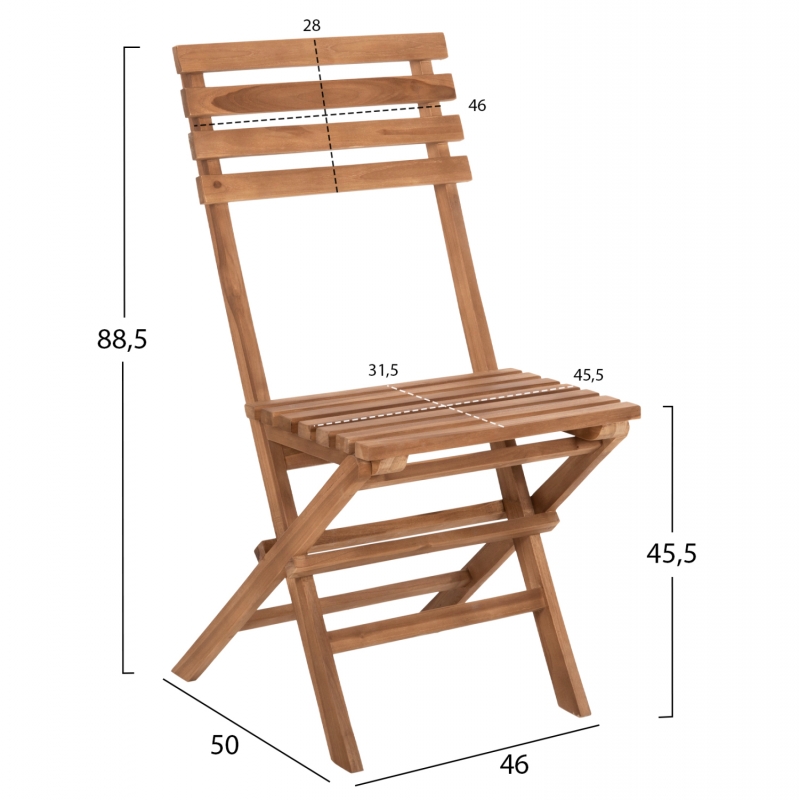 ΣΕΤ 3ΤΜΧ ΕΞΩΤ.ΧΩΡΟΥ ΠΤΥΣΣΟΜΕΝΟ KENDYR HM9907 ΜΑΣΙΦ TEAK ΞΥΛΟ-ΦΥΣΙΚΟ 46x50x88,5Υ