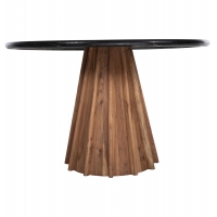 ΤΡΑΠΕΖΙ ΤΡΑΠΕΖΑΡΙΑΣ ΣΤΡΟΓΓΥΛΟ DRAXX HM9687 ΜΑΣΙΦ ΞΥΛΟ ΑΚΑΚΙΑΣ-ΕΠΙΦΑΝΕΙΑ ΜΑΥΡΟ ΜΑΡΜΑΡΟ Φ120x76Υεκ