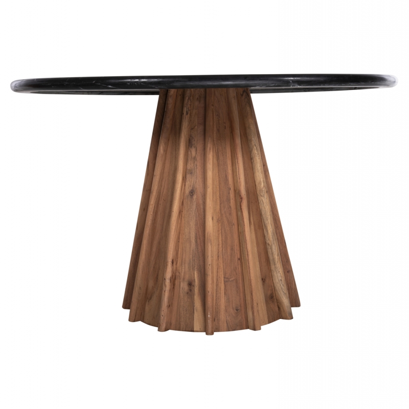 ΤΡΑΠΕΖΙ ΤΡΑΠΕΖΑΡΙΑΣ ΣΤΡΟΓΓΥΛΟ DRAXX HM9687 ΜΑΣΙΦ ΞΥΛΟ ΑΚΑΚΙΑΣ-ΕΠΙΦΑΝΕΙΑ ΜΑΥΡΟ ΜΑΡΜΑΡΟ Φ120x76Υεκ