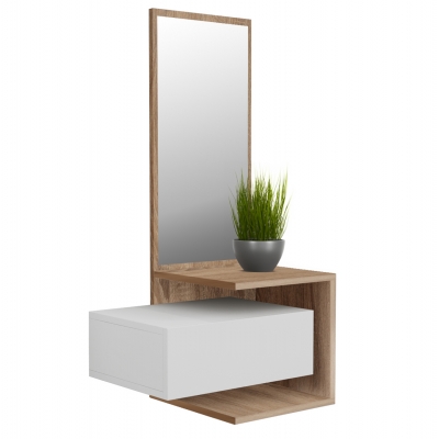 ΕΠΙΠΛΟ ΕΙΣΟΔΟΥ ΤΟΙΧΟΥ ΜΕ ΚΑΘΡΕΠΤΗ MEARA HM8984.14 ΜΕΛΑΜΙΝΗ ΣΕ SONAMA-ΛΕΥΚΟ 49,1x31,3x90Υεκ.