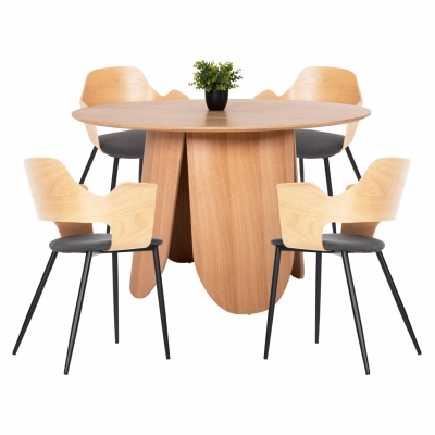 ΣΕΤ ΤΡΑΠΕΖΑΡΙΑ ΕΣΩΤ. ΧΩΡΟΥ 5ΤΜΧ HM11972 ΤΡΑΠΕΖΙ DENTY & 4 ΚΑΡΕΚΛΕΣ VELP(ΟΑΚ-ΓΚΡΙ)