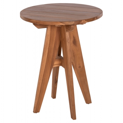 ΤΡΑΠΕΖΙ ΣΤΡΟΓΓΥΛΟ LEO HM9859.11 ΜΑΣΙΦ ΞΥΛΟ ΤΕΑΚ ΣΕ ΦΥΣΙΚΟ Φ60x75Υεκ.