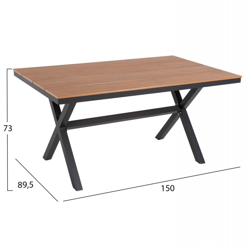 ΤΡΑΠΕΖΙ ΑΛΟΥΜΙΝΙΟΥ ΟΡΘΟΓΩΝΙΟ TAWNEE HM6037.01 ΑΝΘΡΑΚΙ-POLYWOOD ΦΥΣΙΚΟ 150x89,5x73Υ ΤΡΑΠΕΖΙ ΑΛΟΥΜΙΝΙΟΥ ΟΡΘΟΓΩΝΙΟ TAWNEE HM6037.01 ΑΝΘΡΑΚΙ-POLYWOOD ΦΥΣΙΚΟ 150x89,5x73Υ