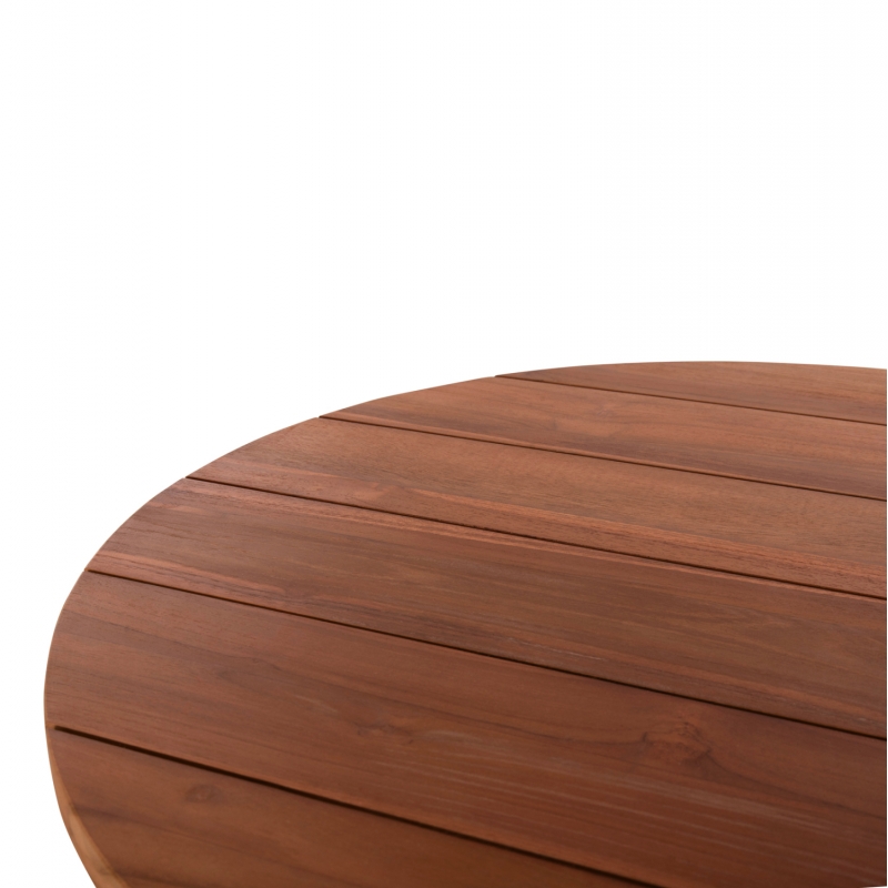 ΤΡΑΠΕΖΙ ΣΤΡΟΓΓΥΛΟ LEO HM9917 ΜΑΣΙΦ ΞΥΛΟ ΤΕΑΚ ΣΕ ΦΥΣΙΚΟ Φ70x75Υεκ.