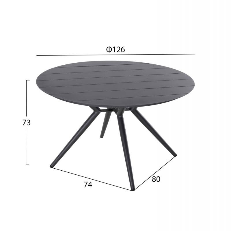 ΤΡΑΠΕΖΙ ΑΛΟΥΜΙΝΙΟΥ ΣΤΡΟΓΓΥΛΟ HIGER HM6061.03 ΑΝΘΡΑΚΙ Φ126Χ73Υεκ. ΤΡΑΠΕΖΙ ΑΛΟΥΜΙΝΙΟΥ ΣΤΡΟΓΓΥΛΟ HIGER HM6061.03 ΑΝΘΡΑΚΙ Φ126Χ73Υεκ.