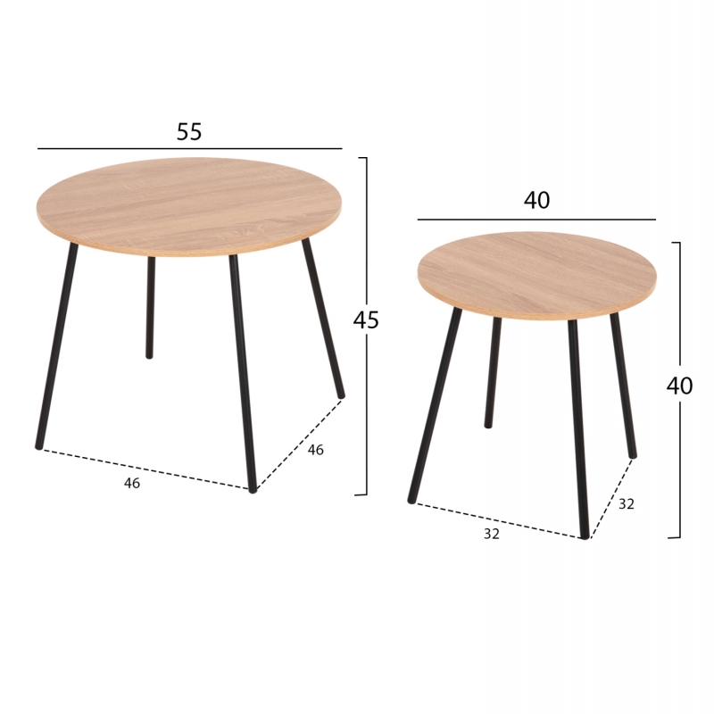 ΤΡΑΠΕΖΙΑ ΣΑΛΟΝΙΟΥ ΣΤΡΟΓΓΥΛΑ 2ΤΜΧ CUPPER HM9878.01 ΜΕΛΑΜΙΝΗ ΣΟΝΑΜΑ-ΜΑΥΡΟ ΜΕΤΑΛΛΟ