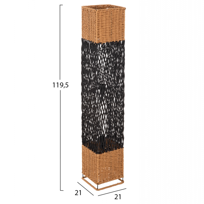 ΦΩΤΙΣΤΙΚΟ ΔΑΠΕΔΟΥ HM4355 ΜΕΤΑΛΛΟ-PAPER ROPE ΣΕ ΜΠΕΖ ΑΜΜΟΥ-ΜΑΥΡΟ 21x21x119,5Υεκ.