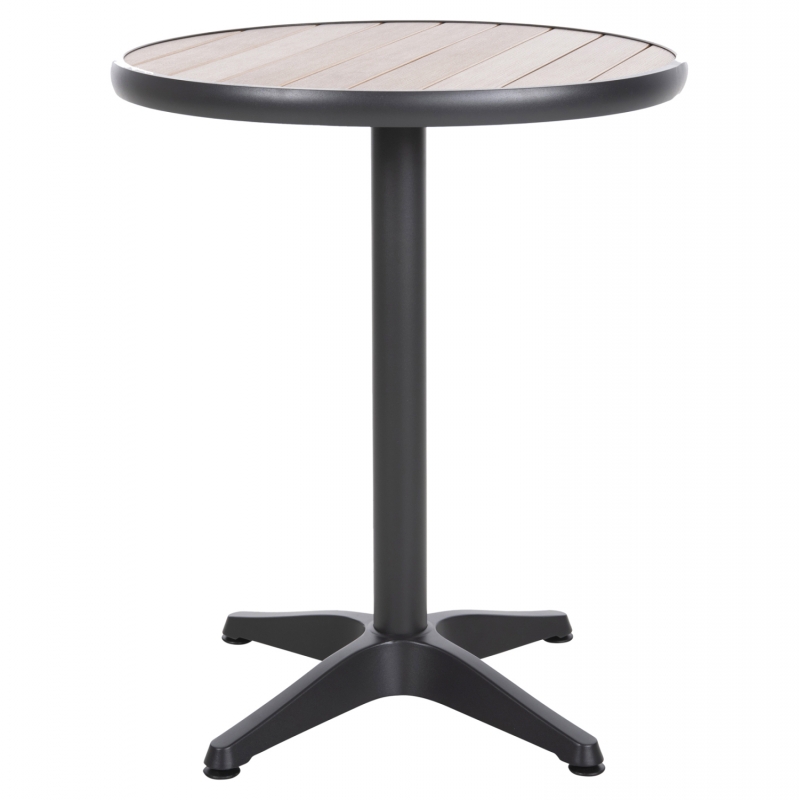 ΤΡΑΠΕΖΙ ΑΛΟΥΜΙΝΙΟΥ ΣΤΡΟΓΓΥΛΟ ALEXA HM6086.01 ΑΝΘΡΑΚΙ-POLYWOOD TOP ΦΥΣΙΚΟ Φ60x73Υεκ.