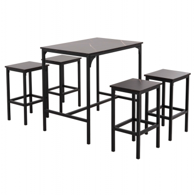 ΣΕΤ ΤΡΑΠΕΖΑΡΙΑ ΜΠΑΡ 5ΤΜΧ BOXY HM9882.13 ΜΑΥΡΟ ΜΕΤΑΛΛΟ-ΜΕΛΑΜΙΝΗ ΜΑΥΡΟ ΜΑΡΜΑΡΟ