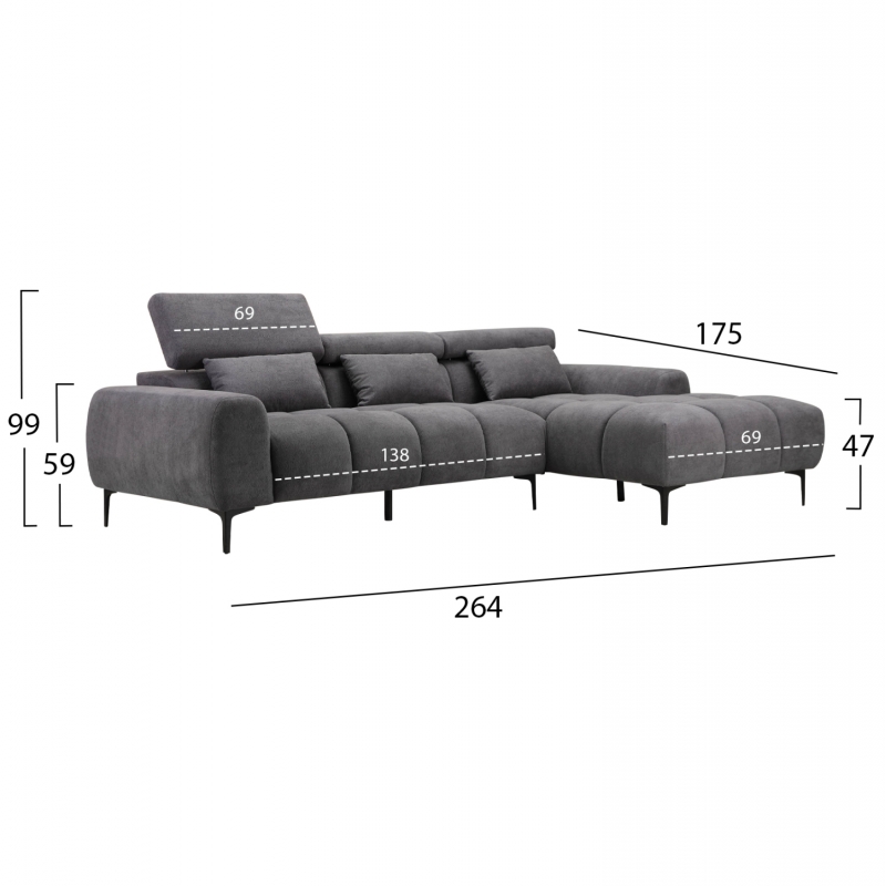 ΚΑΝΑΠΕΣ ΔΕΞΙΑ ΓΩΝΙΑ DIVYA HM3267.02R ΣΥΝΘ.SUEDE ΓΚΡΙ 264x175x99Υεκ. ΚΑΝΑΠΕΣ ΔΕΞΙΑ ΓΩΝΙΑ DIVYA HM3267.02R ΣΥΝΘ.SUEDE ΓΚΡΙ 264x175x99Υεκ.
