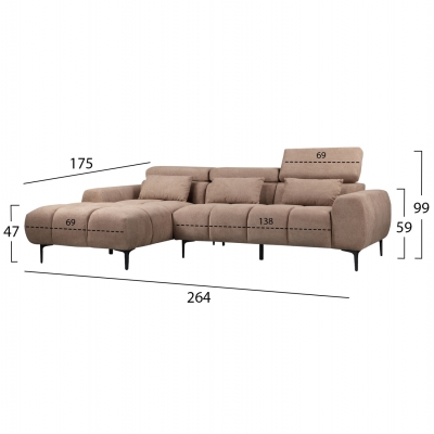 ΚΑΝΑΠΕΣ ΑΡΙΣΤΕΡΗ ΓΩΝΙΑ DIVYA HM3267.01L ΣΥΝΘ.SUEDE ΑΝΟΙΧΤΟ ΚΑΦΕ 264x175x99Υεκ. ΚΑΝΑΠΕΣ ΑΡΙΣΤΕΡΗ ΓΩΝΙΑ DIVYA HM3267.01L ΣΥΝΘ.SUEDE ΑΝΟΙΧΤΟ ΚΑΦΕ 264x175x99Υεκ.