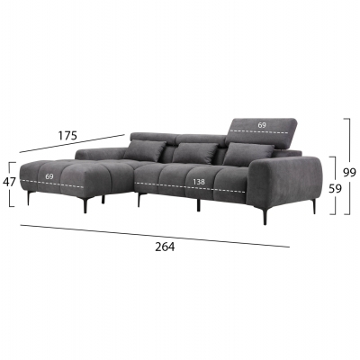 ΚΑΝΑΠΕΣ ΑΡΙΣΤΕΡΗ ΓΩΝΙΑ DIVYA HM3267.02L ΣΥΝΘ.SUEDE ΓΚΡΙ 264x175x99Υεκ. ΚΑΝΑΠΕΣ ΑΡΙΣΤΕΡΗ ΓΩΝΙΑ DIVYA HM3267.02L ΣΥΝΘ.SUEDE ΓΚΡΙ 264x175x99Υεκ.