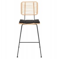 ΣΚΑΜΠΟ ΜΠΑΡ ALLEGRA HM5455.11 ΜΕΤΑΛΛΟ&ΜΑΞΙΛΑΡΙ ΜΑΥΡΟ-WICKER ΜΠΕΖ 56x59x116,5Υεκ.