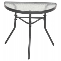 ΤΡΑΠΕΖΙ ΗΜΙΚΥΚΛΙΚΟ LIMA HM5967.01 ΜΕΤΑΛΛΙΚΟ ΓΚΡΙ ΜΕ ΓΥΑΛΙΝΟ TOP 70x40x64,5Υεκ.