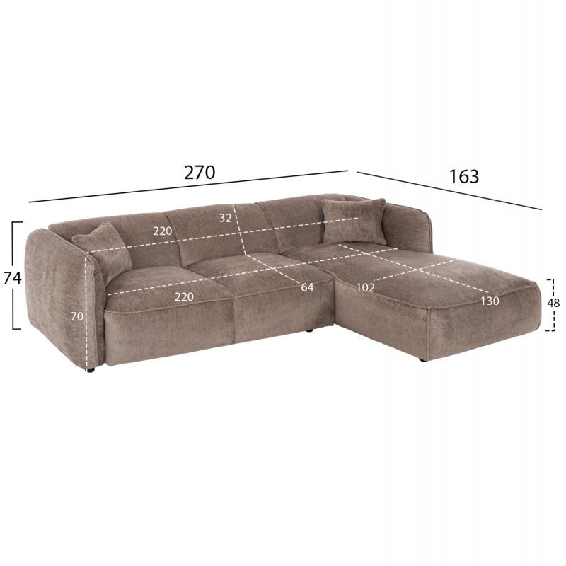 ΚΑΝΑΠΕΣ ΓΩΝΙΑ (ΔΕΞΙΑ) TREAT HM3277.02R ΣΚΟΥΡΟ ΜΠΕΖ ΥΦΑΣΜΑ 270x163x74Υεκ. ΚΑΝΑΠΕΣ ΓΩΝΙΑ (ΔΕΞΙΑ) TREAT HM3277.02R ΣΚΟΥΡΟ ΜΠΕΖ ΥΦΑΣΜΑ 270x163x74Υεκ.