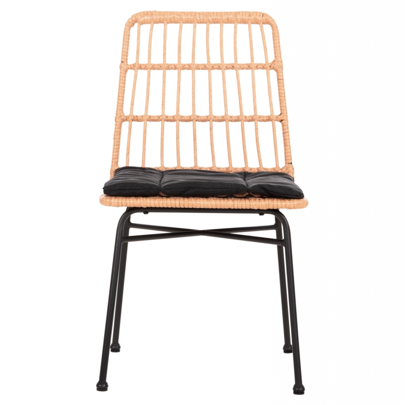 ΚΑΡΕΚΛΑ ALLEGRA HM5705.11 ΜΑΥΡΗ ΜΕΤΑΛΛΙΚΗ ΜΕ ΜΑΞΙΛΑΡΙ-WICKER ΜΠΕΖ 46,5x50x85Υεκ.