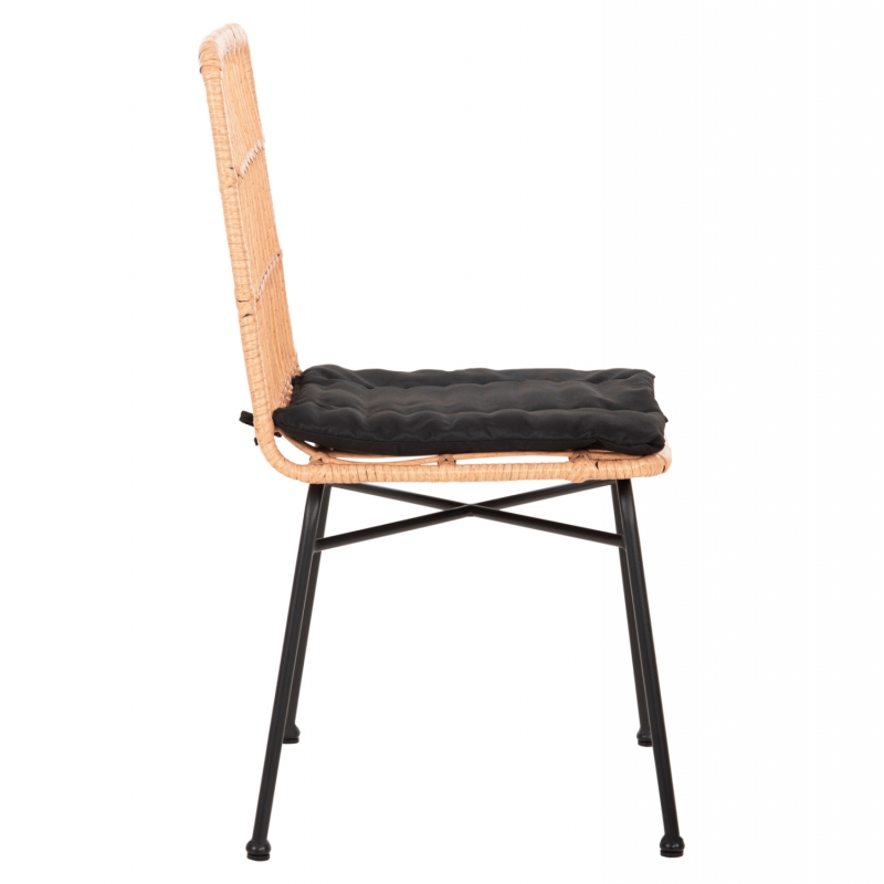 ΚΑΡΕΚΛΑ ALLEGRA HM5705.11 ΜΑΥΡΗ ΜΕΤΑΛΛΙΚΗ ΜΕ ΜΑΞΙΛΑΡΙ-WICKER ΜΠΕΖ 46,5x50x85Υεκ.