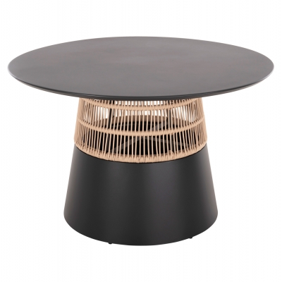 ΤΡΑΠΕΖΙ ΣΤΡΟΓΓΥΛΟ SAEID HM6106.01 ΑΝΘΡΑΚΙ ΑΛΟΥΜΙΝΙΟ-ΜΠΕΖ ΣΧΟΙΝΙ Φ120x75Υεκ.