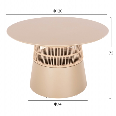 ΤΡΑΠΕΖΙ ΣΤΡΟΓΓΥΛΟ SAEID HM6106.04 ΣΑΜΠΑΝΙ ΑΛΟΥΜΙΝΙΟ-ΜΠΕΖ ΣΧΟΙΝΙ Φ120x75Υεκ.