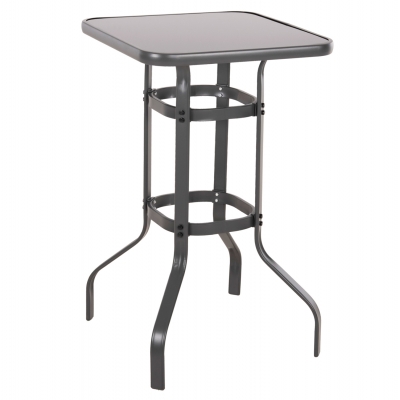 ΤΡΑΠΕΖΙ ΜΠΑΡ ΤΕΤΡΑΓΩΝΟ FIGGY HM6066.01 ΜΕΤΑΛΛΙΚΟ ΓΚΡΙ-ΓΥΑΛΙ ΑΣΦΑΛΕΙΑΣ 60x60x100Υεκ