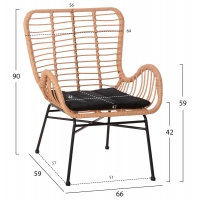 ΠΟΛΥΘΡΟΝΑ ΣΤΥΛ ΜΠΕΡΖΕΡΑΣ ALLEGRA HM5704.11 P.E.RATTAN ΜΠΕΖ-ΜΑΥΡΟ ΜΕΤΑΛΛΟ 66x59x90Υεκ.