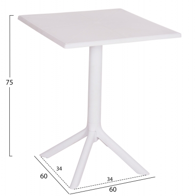 ΤΡΑΠΕΖΙ ΠΟΛΥΠΡΟΠΥΛΕΝΙΟΥ ΤΕΤΡΑΓΩΝΟ TERRIN HM6125.11 ΛΕΥΚΟ 60x60x75Υεκ.