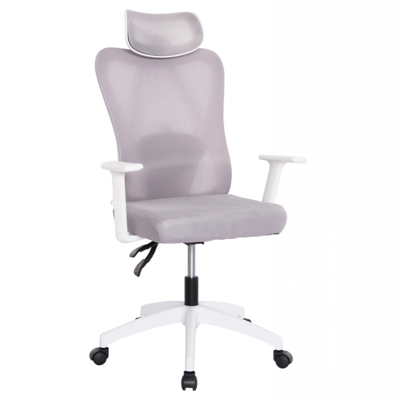 ΚΑΡΕΚΛΑ ΓΡΑΦΕΙΟΥ MEXER HM1195.02 ΓΚΡΙ MESH-PP ΒΑΣΗ-ΣΚΕΛΕΤΟΣ ΛΕΥΚΟΣ 68x70x136Υεκ.