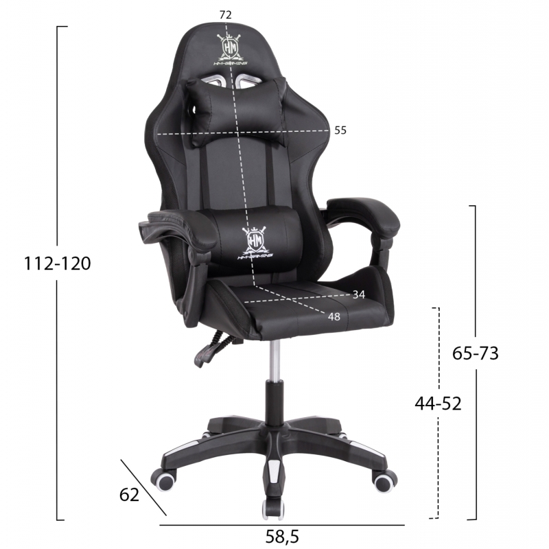 ΠΟΛΥΘΡΟΝΑ GAMING DARREN HM1203.04 ΜΑΥΡΟ-ΛΕΥΚΟ PVC & NYLON 58.5x100x120Υεκ.