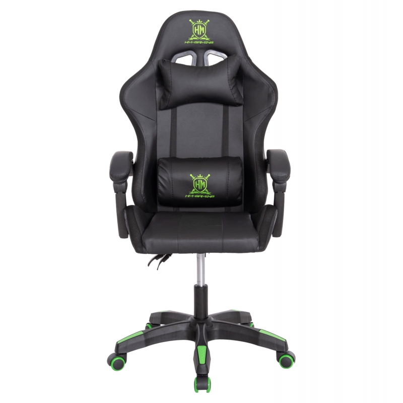 ΠΟΛΥΘΡΟΝΑ GAMING DARREN HM1203.03 ΜΑΥΡΟ-ΠΡΑΣΙΝΟ PVC & NYLON 58.5x100x120Υεκ.