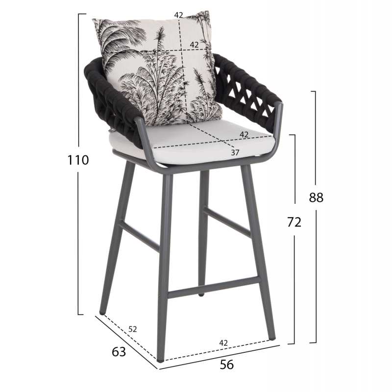 ΣΚΑΜΠΟ ΑΛΟΥΜΙΝΙΟΥ CAMDEN HM6142.01 ΓΚΡΙ ΜΕ ΜΑΞΙΛΑΡΙ ΕΚΡΟΥ ΜΕ PRINT 56x63x110Υεκ.