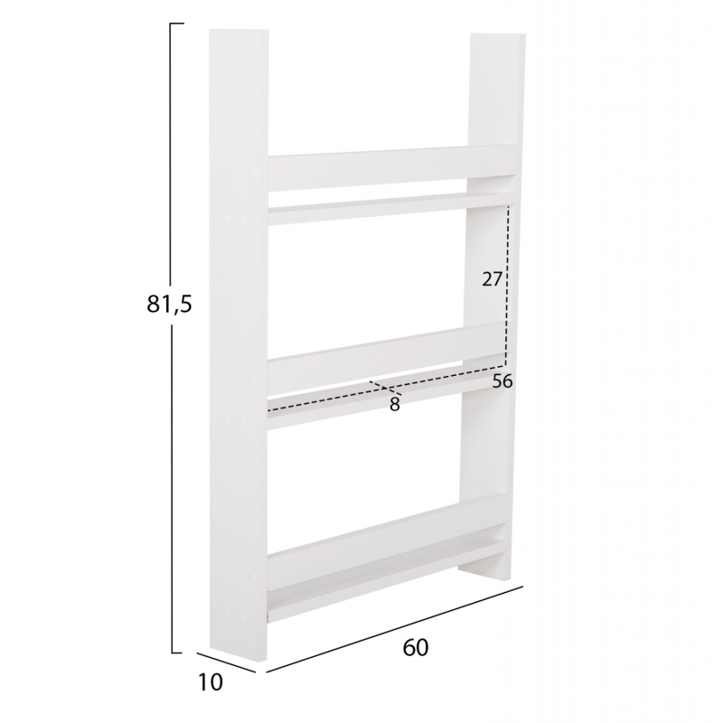 ΡΑΦΙΕΡΑ ΤΟΙΧΟΥ SANI HM18223.01 ΜΕΛΑΜΙΝΗ ΣΕ ΛΕΥΚΟ 60x10x90Υεκ. (3 ΡΑΦΙΑ)