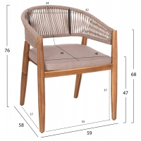 ΠΟΛΥΘΡΟΝΑ NAVAN HM6135.02 ΞΥΛΟ ΑΚΑΚΙΑΣ ΦΥΣΙΚΟ-ΣΧΟΙΝΙ NYLON ΜΠΕΖ 59x58x76Υεκ.