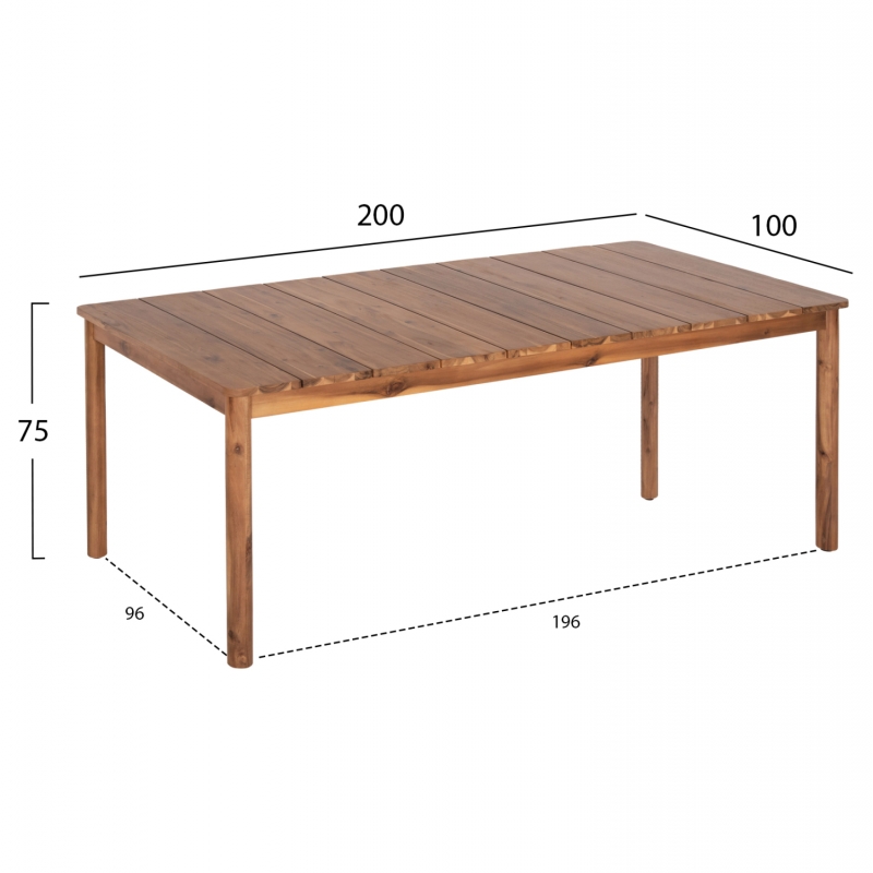 ΤΡΑΠΕΖΙ ΕΞ.ΧΩΡΟΥ NAVANT HM6136 ΜΑΣΙΦ ΞΥΛΟ ΑΚΑΚΙΑΣ-ΦΥΣΙΚΟ 200x100x75Υεκ.