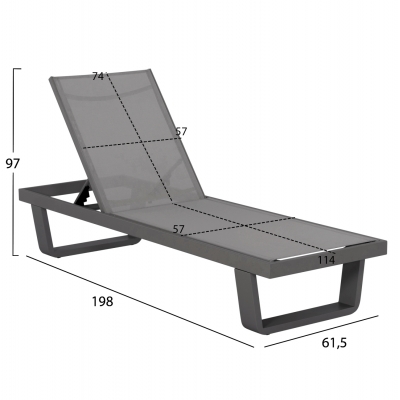 ΞΑΠΛΩΣΤΡΑ ΑΛΟΥΜΙΝΙΟΥ ΜΕ ΥΦΑΣΜΑ TESLIN RICKON HM6292.01 ΣΕ ΓΚΡΙ 198x61,5x97Υεκ.