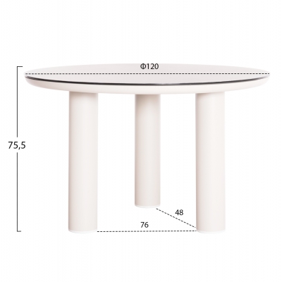 ΤΡΑΠΕΖΙ ΑΛΟΥΜΙΝΙΟΥ DOSUN HM6201.02 ΚΡΕΜ ΣΚΕΛΕΤΟΣ-3D PRINT ΓΥΑΛΙ-ΚΕΡΑΜΙΚΟ LOOK Φ120εκ