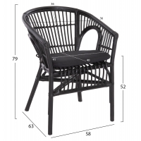 ΠΟΛΥΘΡΟΝΑ DAMPAR HM9929.03 RATTAN & ΜΑΞΙΛΑΡΙ ΣΕ ΜΑΥΡΟ 58x63x79Υεκ.