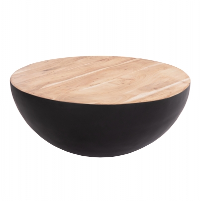 ΔΙΑΚΟΣΜΗΤΙΚΟ ΤΡΑΠΕΖΙ ΣΑΛΟΝΙΟΥ BOWL Φ90X37,5Yεκ. ΜΑΥΡΟ ΜΕ ΞΥΛΟ ΑΚΑΚΙΑΣ HM8717.21