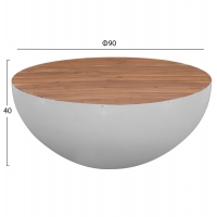 ΔΙΑΚΟΣΜΗΤΙΚΟ ΤΡΑΠΕΖΙ ΣΑΛΟΝΙΟΥ BOWL Φ91x38,5Yεκ. ΛΕΥΚΟ ΜΕ ΞΥΛΟ ΑΚΑΚΙΑΣ HM8717.23 Β'ΔΙΑΛΟΓΗΣ