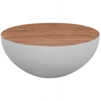 ΔΙΑΚΟΣΜΗΤΙΚΟ ΤΡΑΠΕΖΙ ΣΑΛΟΝΙΟΥ BOWL Φ91x38,5Yεκ. ΛΕΥΚΟ ΜΕ ΞΥΛΟ ΑΚΑΚΙΑΣ HM8717.23 Β'ΔΙΑΛΟΓΗΣ