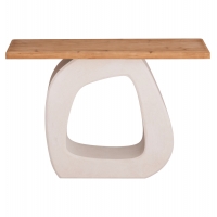 ΚΟΝΣΟΛΑ ΣΕΙΡΑ SANTORINI HM18043 ΤΟΠ ΞΥΛΟ ΕΛΑΤΟΥ-ΒΑΣΗ ΥΠΟΛΕΥΚΟ MDF 120x38x83Υεκ.