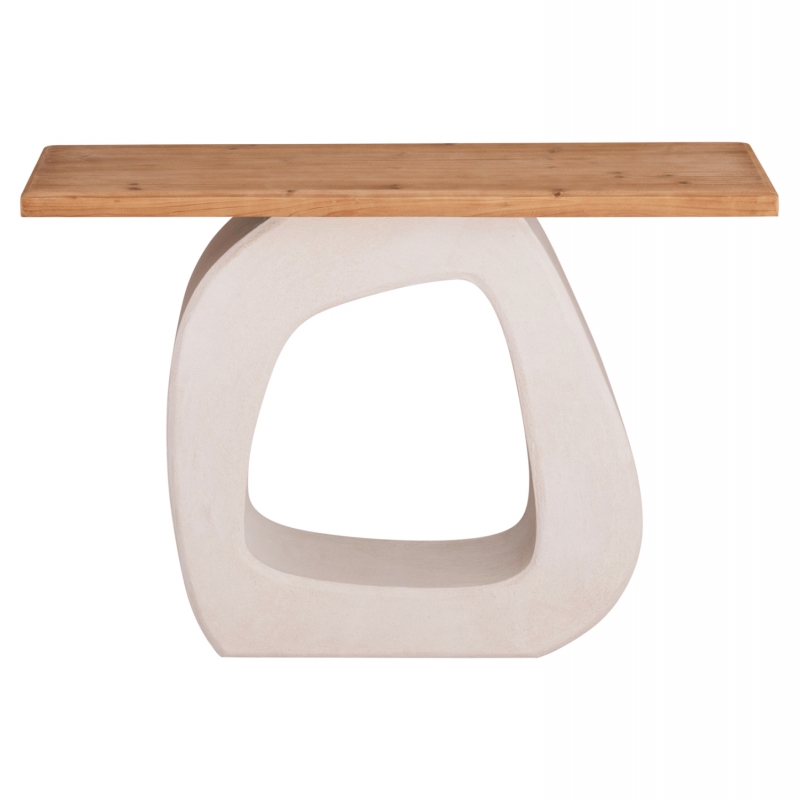 ΚΟΝΣΟΛΑ ΣΕΙΡΑ SANTORINI HM18043 ΤΟΠ ΞΥΛΟ ΕΛΑΤΟΥ-ΒΑΣΗ ΥΠΟΛΕΥΚΟ MDF 120x38x83Υεκ.