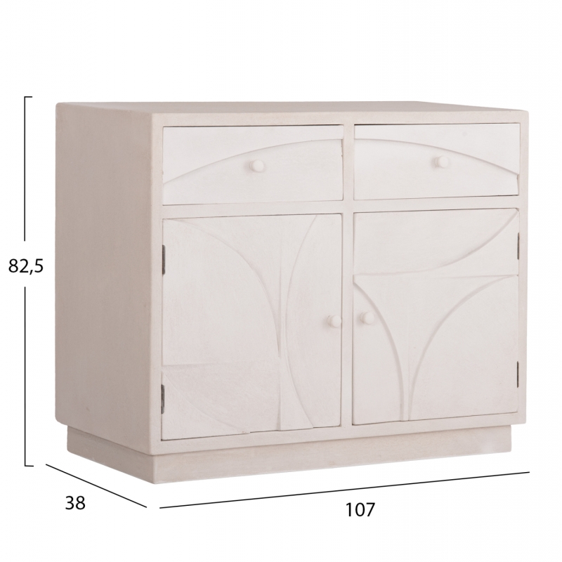 ΜΠΟΥΦΕΣ ΣΕΙΡΑ SANTORINI HM18046 MDF ΣΕ ΥΠΟΛΕΥΚΟ ΧΡΩΜΑ-2 ΣΥΡΤΑΡΙΑ & 2 ΠΟΡΤΕΣ 107x38x82,5Υεκ.