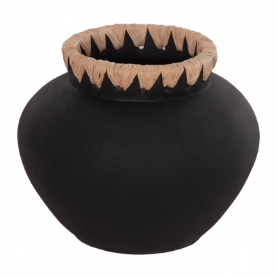 ΔΙΑΚΟΣΜΗΤΙΚΟ ΒΑΖΟ RENTON(S) HM4733 ΤΕΡΑΚΟΤΑ ΜΑΥΡH-ΠΛΕΞΗ ΨΑΘΑΣ ΣΤΟ ΣΤΟΜΙΟ Φ23x19Υεκ